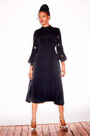 Star and moon embroidery dress - Coco Fennell